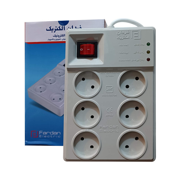محافظ بدون ارت 6 خانه 4/5 متر صوتی تصویری 10 آمپر فردان